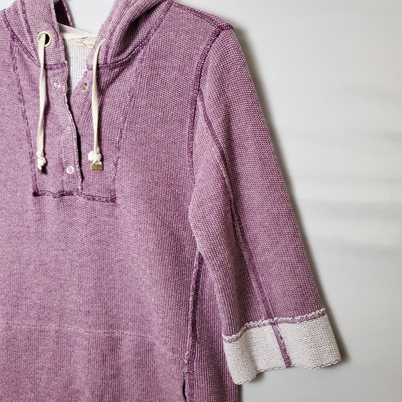 Soft Surroundings Top Just Beachy French Terry Hooded Pullover Size M Purple - Picture 3 of 9